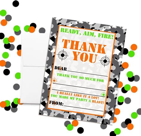 Buy Camouflage Laser Tag Birthday Thank You Notes for Kids, Ten 4 x 5.5 ...