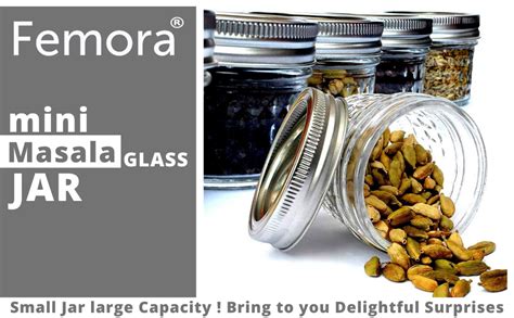 Buy Femora Clear Glass Storage Spice Jars Masala Jar Mouth Refresher ...