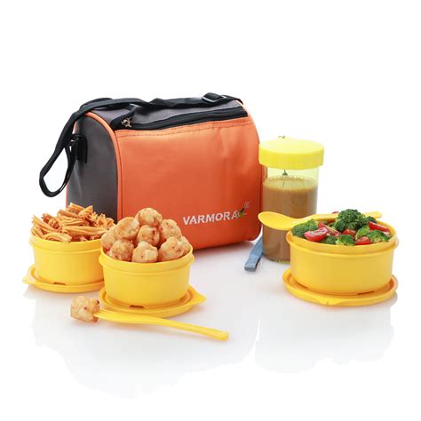 Buy Varmora Jumbo Smart Plastic Lunch Tiffin Box (LUNCH0009, Orange ...