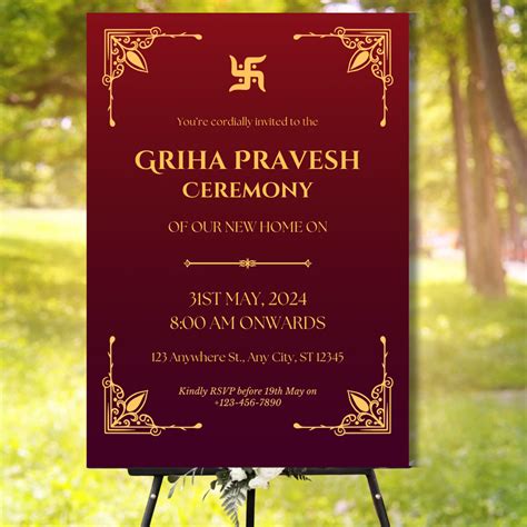 Griha Pravesh Welcome Banner - #26 | Chalkboard Banner | Easel Banner ...