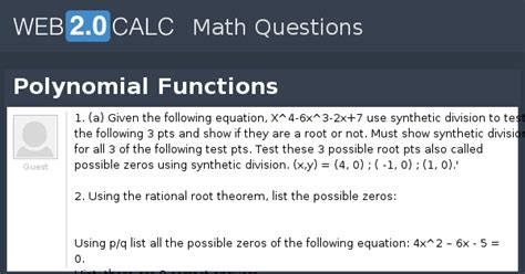 View question - Polynomial Functions