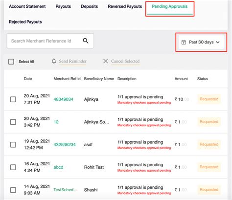 View Payouts Pending for Approvals