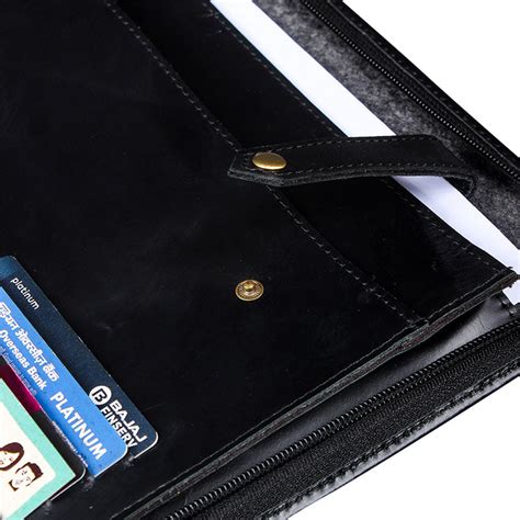 A4 Leather Folder with Zip | Stylish Document Organizer