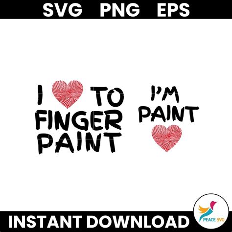 Couple I Love To Finger Paint Im Paint Valentine Svg Clipart | Peace SVG