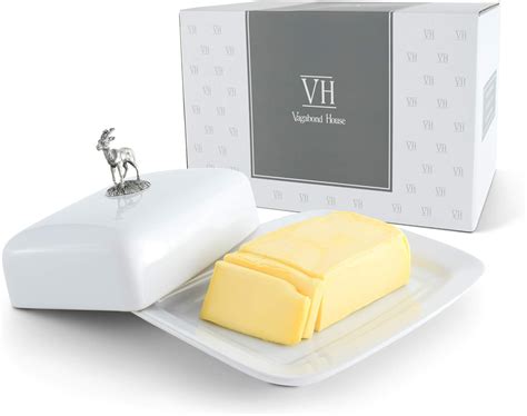 Buy Vagabond House Stoneware Butter Cream Cheese Dish with Pewter Elk ...
