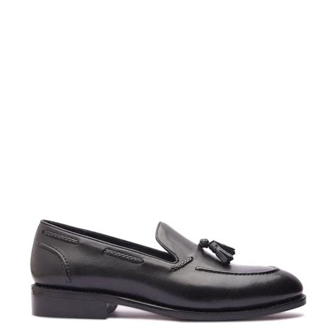 Premium Leather Slip-On Tassel Loafer Black