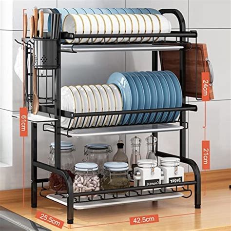 Buy Stainless Steel Dish Drying Rack, 3 Tier Stainless Steel Large ...