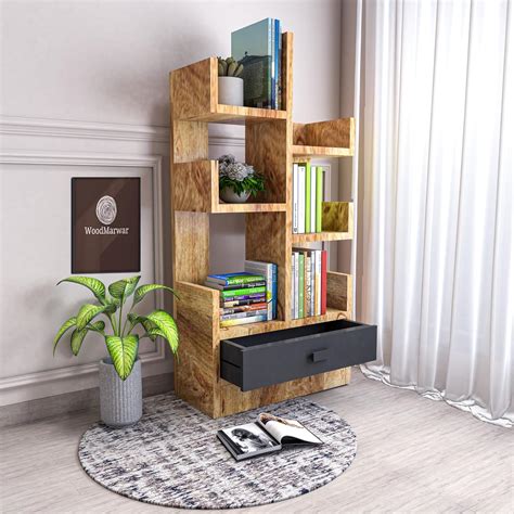 WoodMarwar Wooden Free Standing Book Shelf | Display Rack Bookshelf for ...