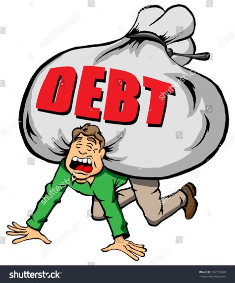 Cartoon Image Of Someone Being Weighed Down By Too Much Debt Stock ...