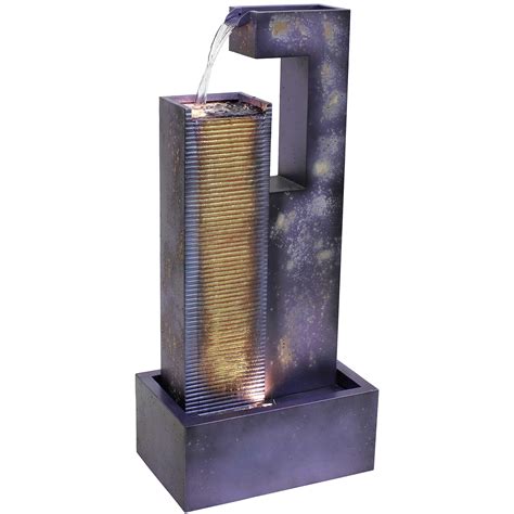 Buy Sunnydaze Cascading Tower Outdoor Metal Fountain with LED Lights ...