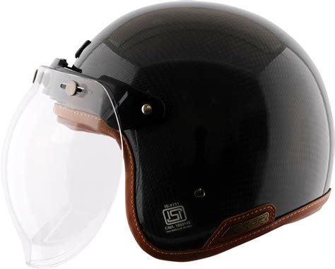 axor Retro Jet Leather Helmet (Dull Black, M) : Amazon.in: Car & Motorbike
