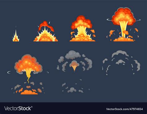 Cartoon bomb explosion animation exploding Vector Image