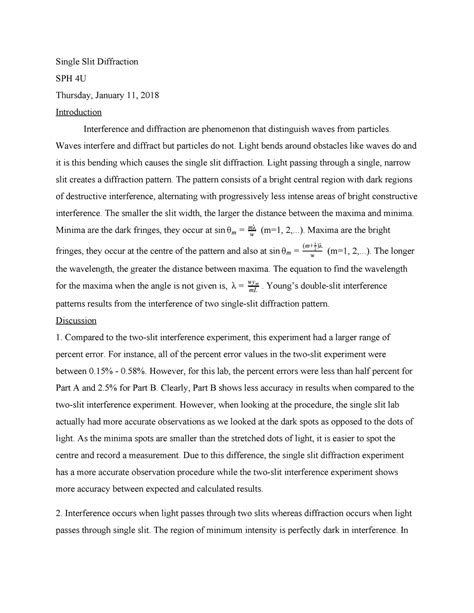 Image result for Single Slit Diffraction Lab Report