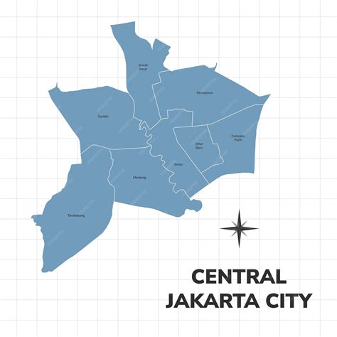 Premium Vector | Central Jakarta city map illustration Map of cities in Indonesia