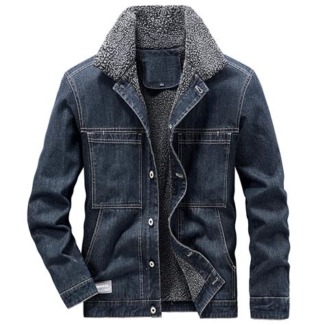 Leesechin Men Big and Tall Denim Jacket and Velvet Stand-collar Single ...