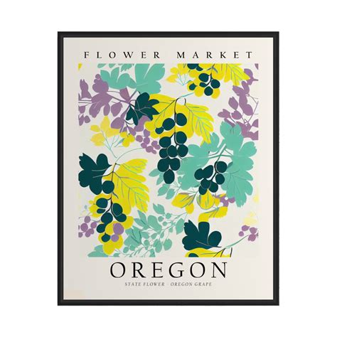 Oregon State Flower, Oregon Flower Market Art Print, Oregon Grape 1960 ...