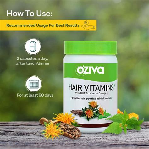 OZiva Hair Vitamins With DHT Blocker + Omega 3 60 No Tab : Buy OZiva ...