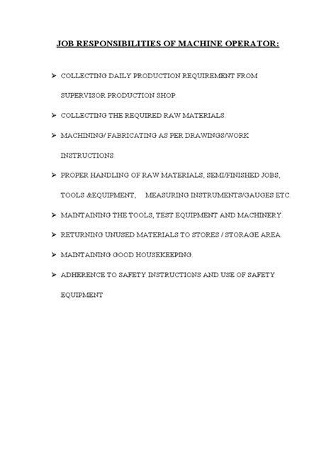 Image result for Machine Operator Job Description
