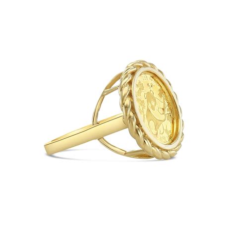 Panda 1/20OZ Fine Gold Panda Rope Coin Ring 14k Yellow Gold For Sale at ...