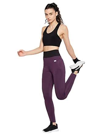 Clovia Women's Snug Fit High Rise Active Tights (AB0107P15_Purple_S ...