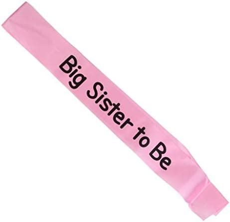 3NH® Pink & Black Big Sister to Be Sash Baby Shower Party Satin Ribbon ...