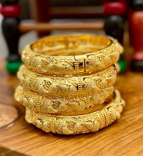 Gold Bangles, Dubai Gold Plated Bangles for Women, Thick Gold Bangles ...