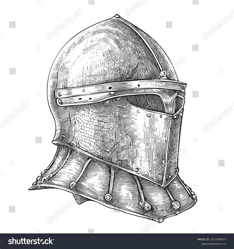Knight Helmet Middle Ages Sketch Hand Stock Vector (Royalty Free ...