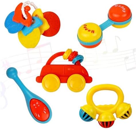 Toyshine Rattles for Babies Pack of 5 Non -Toxic Essentials First Baby ...