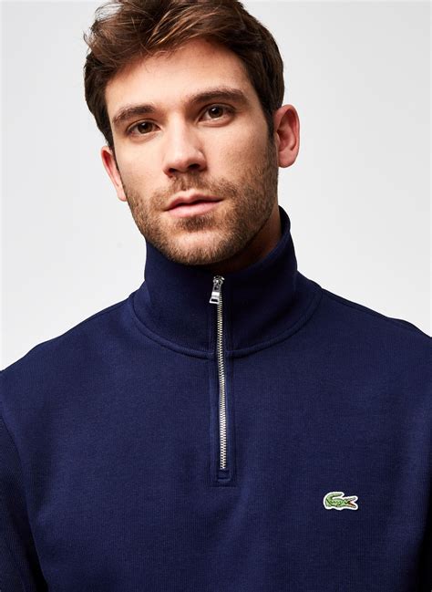 Lacoste Sweats Pull - ML Demi-Zip SH1927 homme bleu | Sarenza Belgique