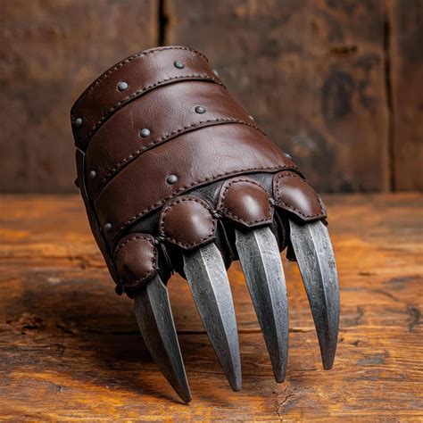 Leather glove with sharp metal claws 52007420 Stock Photo at Vecteezy