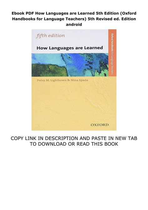 Ebook PDF How Languages are Learned 5th Edition (Oxford Handbooks for Language Teachers)