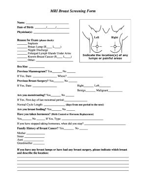 MRI Breast Screening Form - Fill Out, Sign & Share Online | pdfFiller