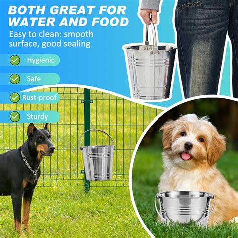 Small Bucket Pet Supplies : Honeydak 2 Pack 1 Quart Heavy Duty 304 ...