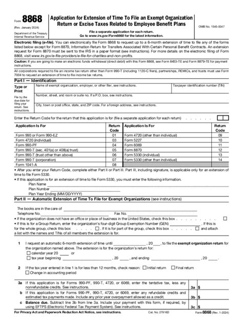 2024 Form IRS 8868 - Blank Fillable Template | Fill Out, Print ...