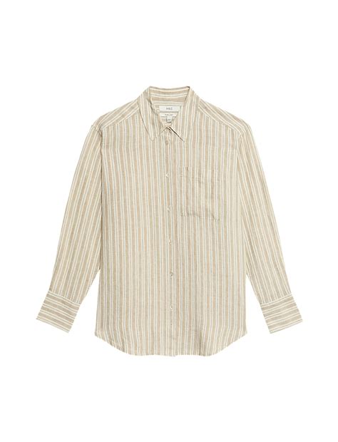 Buy Pure Linen Collared Oversized Girlfriend Style Shirt at Marks & Spencer