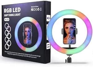 Dyazo 10 Inch Led RBG Ring Light Without Tripod 18 Colours Modes ...