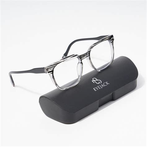 EyeJack Astra Black & Grey Square Eyeglasses for Men & Women (TR6605CL ...