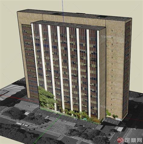 现代一栋办公大楼建筑设计SU模型 - SketchUp模型库 - 毕马汇 Nbimer