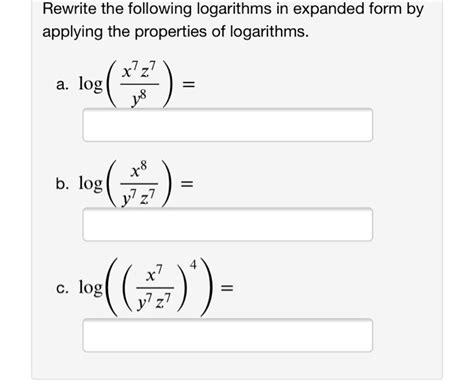 Writing Logarithms in Expanded Form 的图像结果