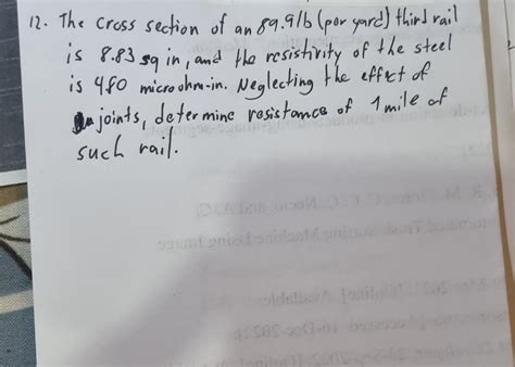 Solved 12. The cross section of an 89.9/b (por yard) third | Chegg.com