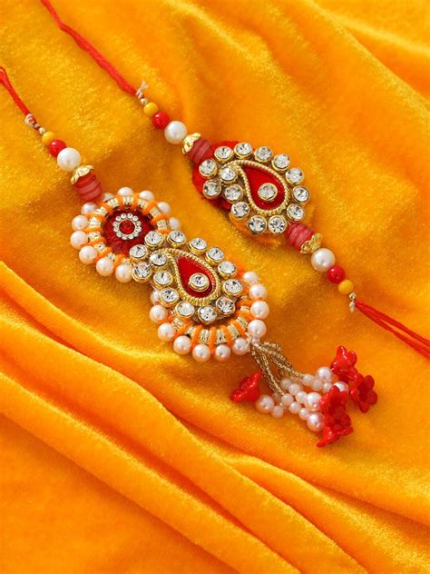 Buy | Multicoloured Bhaiya & Bhabhi Lumba Rakhi Set with Card & Roli ...