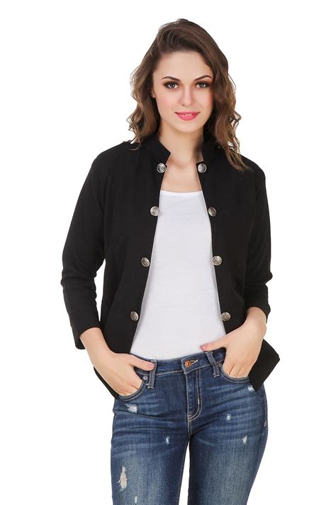 Buy Purple Feather Bodycon Women's Jacket (pf-2122-shrgblk-s_Black_S ...