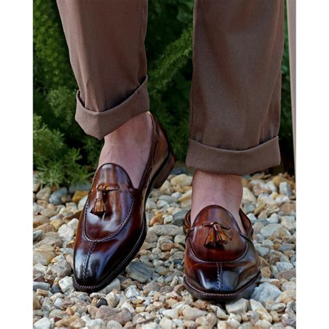 Brown Patina Leather Tassel Loafers – Handcrafted Slip-On | Luxe & Cra ...