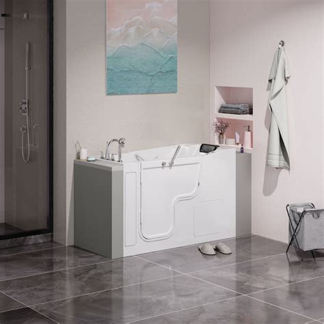 Project Source 29.53-in x 59.84-in White Acrylic Walk-In Whirlpool Tub ...