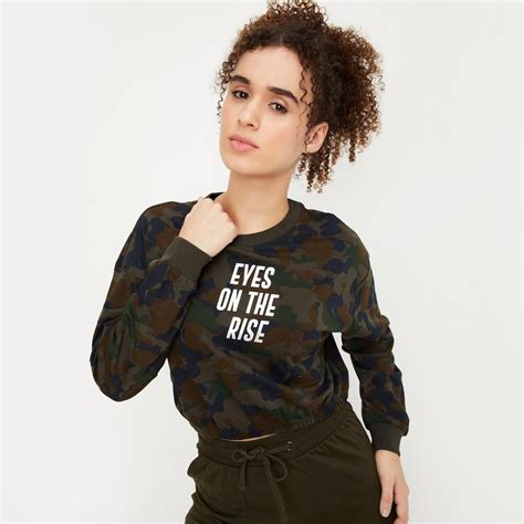 Buy Women Camouflage Print Cropped T-shirt Online at just Rs. 599.0 ...