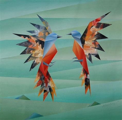"Simultaneous": Blue Green Acrylic Painting by NIRAKAR CHOWDHURY ...