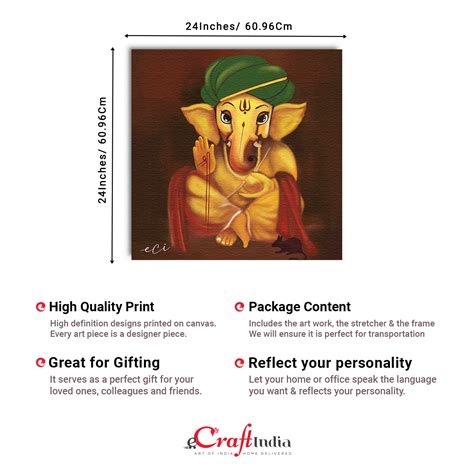 God Ganesha Spiritual Original Design Canvas Printed Wall Painting ...