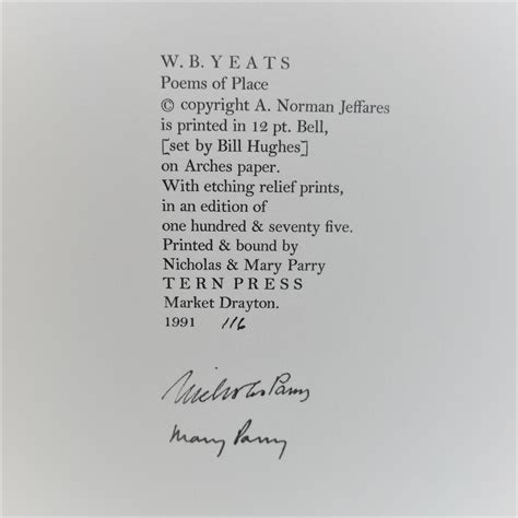 W.B. Yeats - Poems of Place. Limited Edition (1991) - Ulysses Rare Books