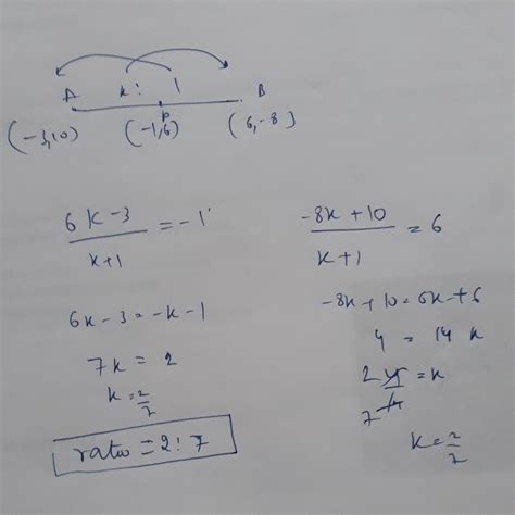 find the ratio in which the line segment joining the points (-3 10) and ...