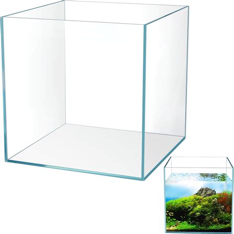 Layhit 6.6 Gallon Rimless Aquarium 11.8 x 11.8 x 11.8 Inches White ...